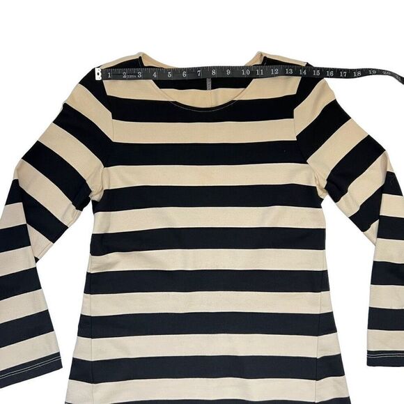 Theory Small Onita Dress 3/4 Sleeves Cream and Black Striped Dress Size  S/P - Picture 11 of 13